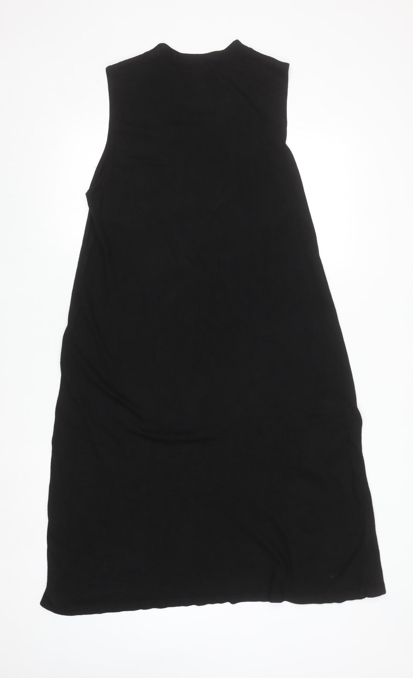 NO2MORO Women Black Midi Sleeveless Shift Dress S