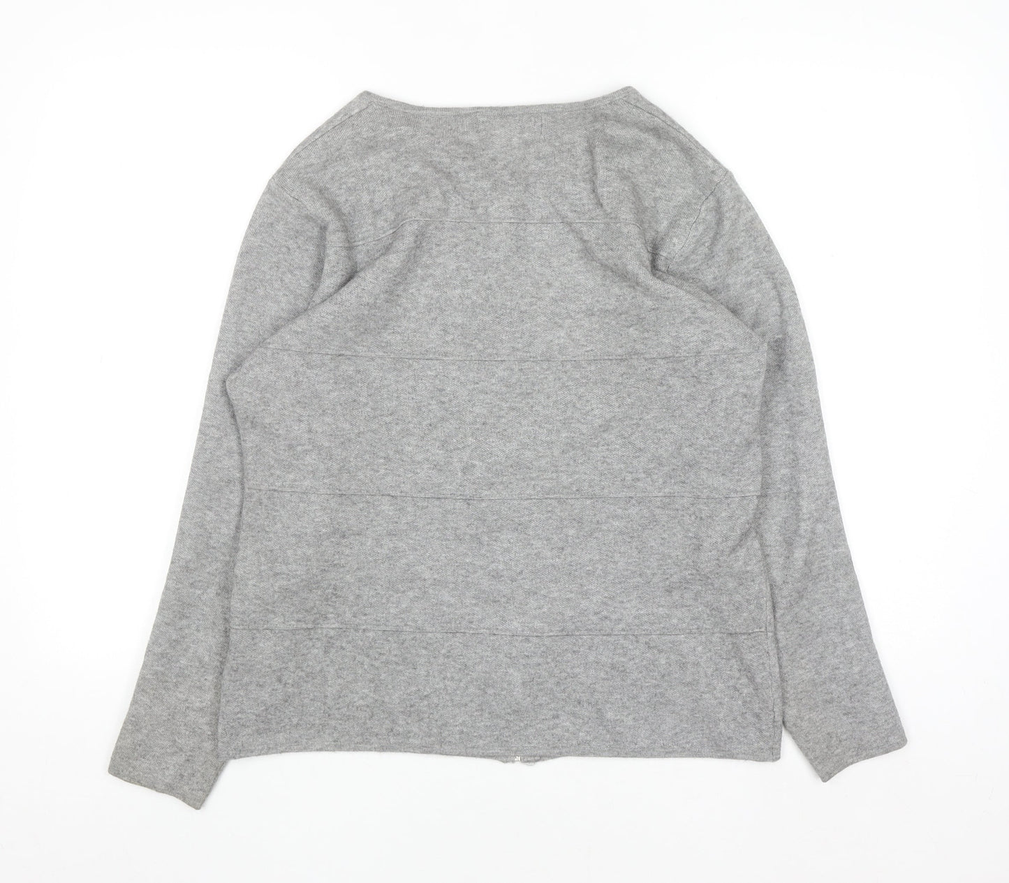 Mudflower Women's Grey Full Zip Studded Knit Jumper Size M