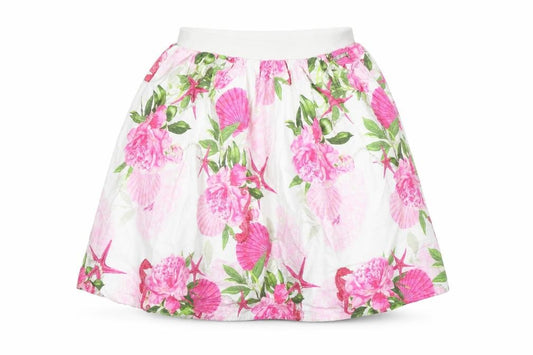 Guess Teens White Floral A-Line Knee Length Skirt Size 8