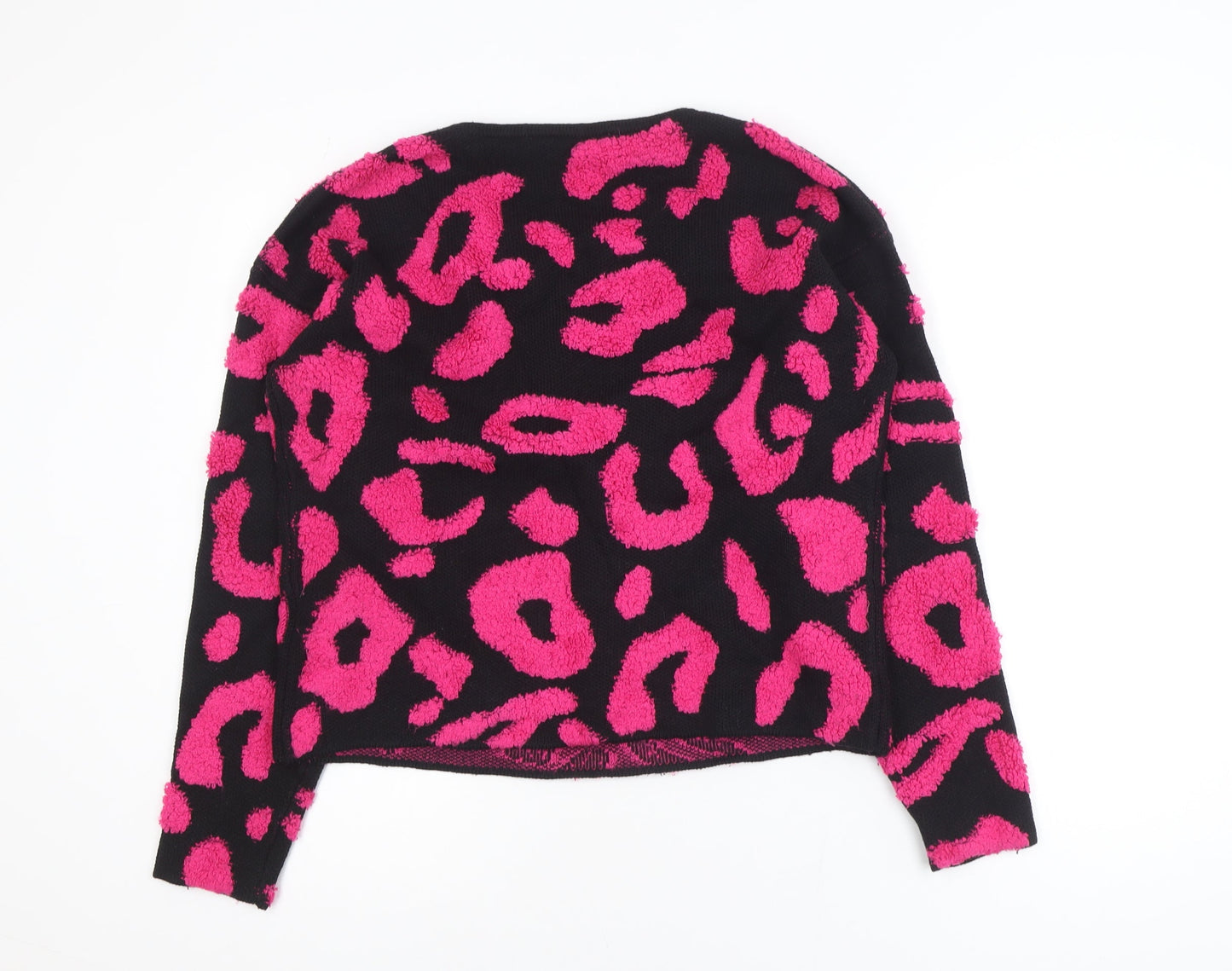Bicalla Women’s Black Pink Leopard Knit Jumper Size S