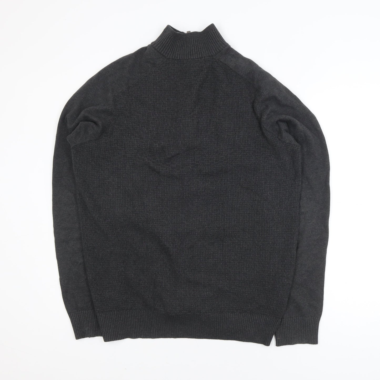 Dunnes Mens Grey Cotton Full Zip High Neck Jumper XL