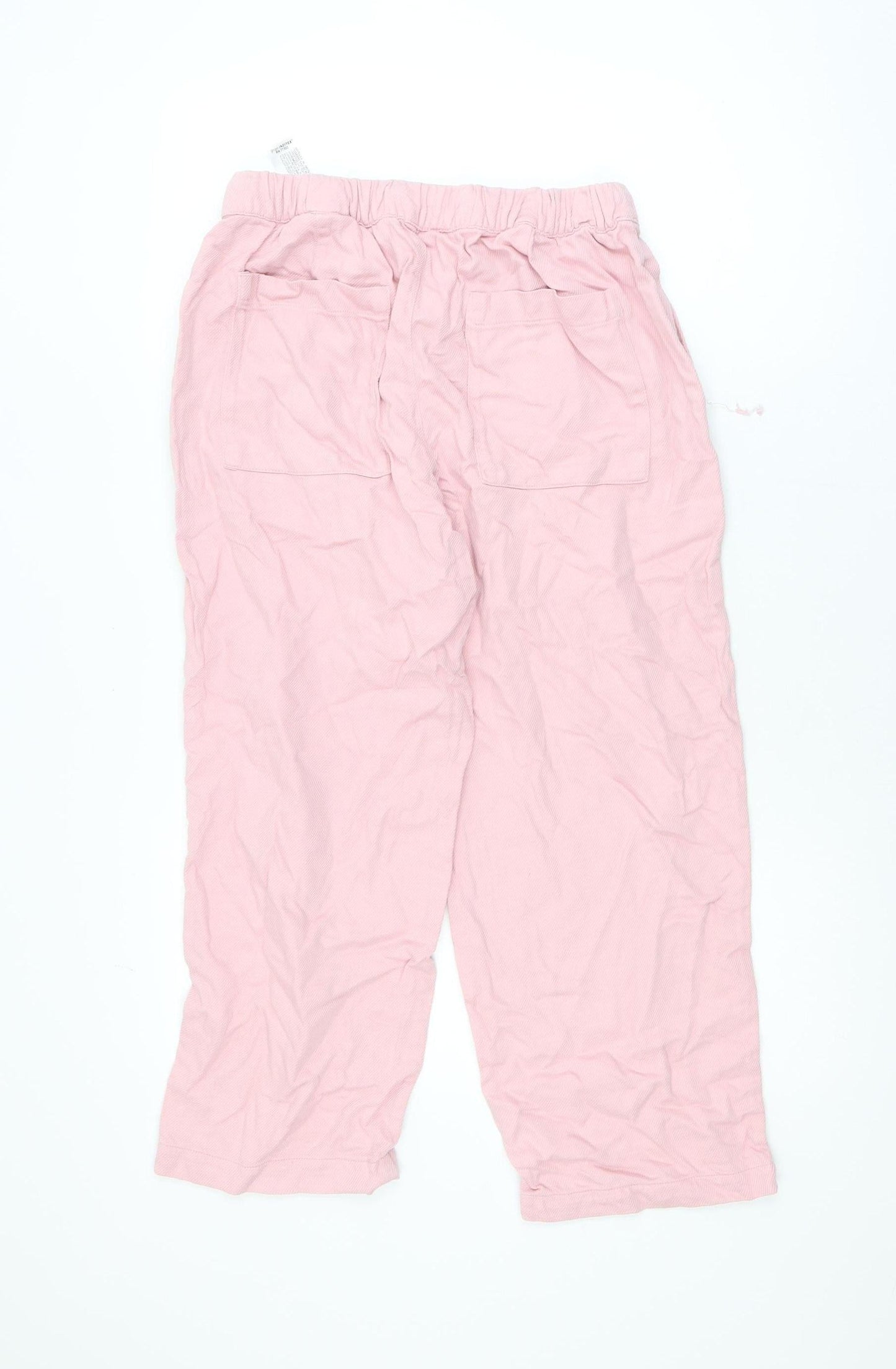 Zara Women Pink Cotton Cargo Trousers Size S Elastic Waist