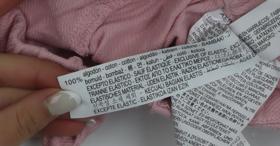 Zara Women Pink Cotton Cargo Trousers Size S Elastic Waist