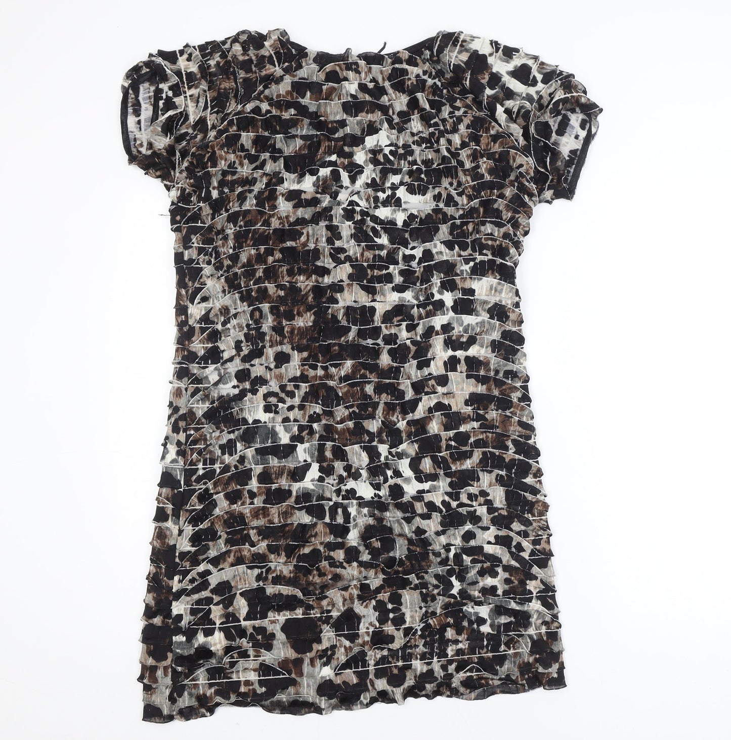 M&Co. Womens Brown Leopard Print Bodycon Dress Size 16 Stretch Lined