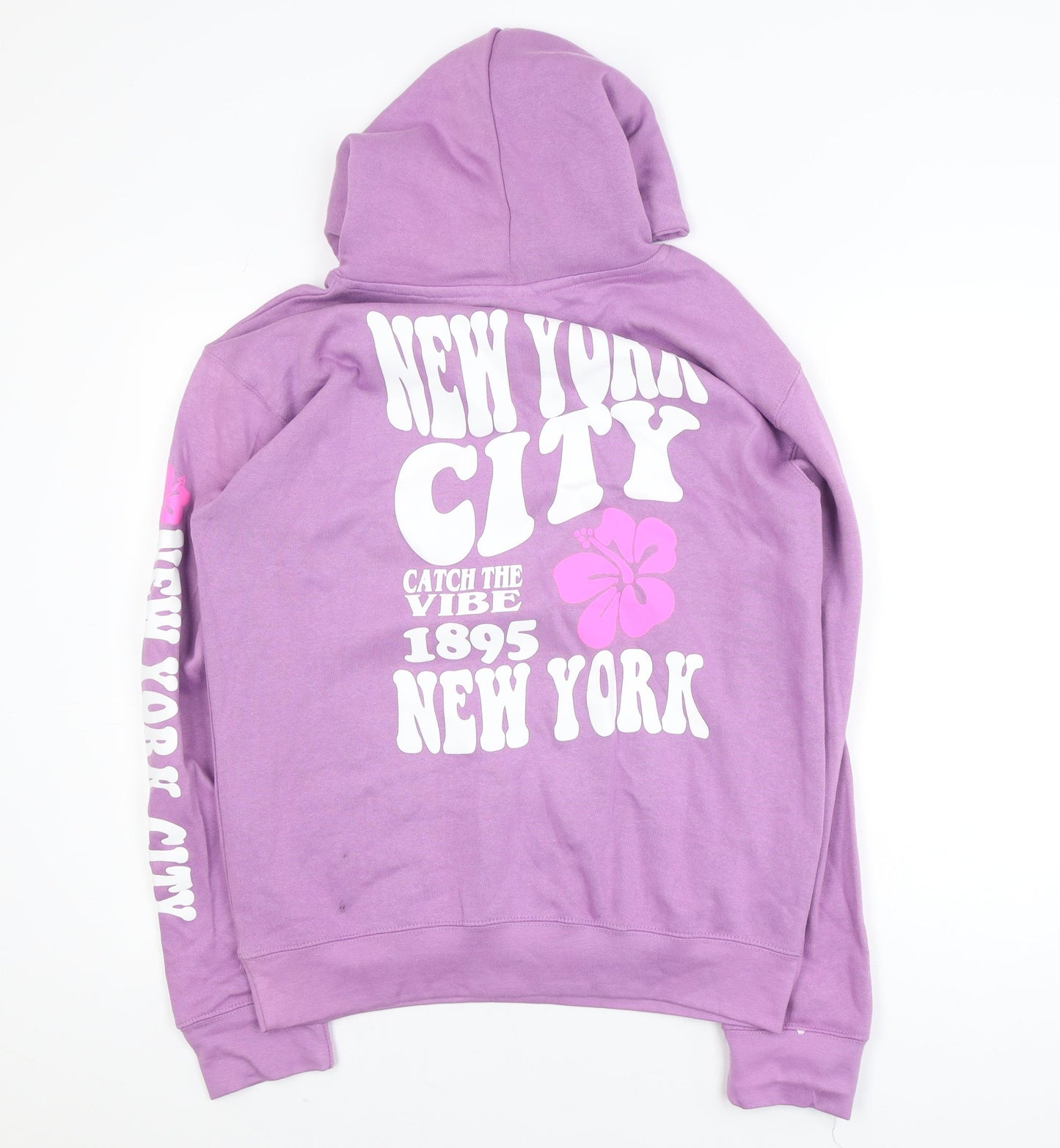 Popular Apparel Women's Purple Pullover Hoodie Medium Graphic Print