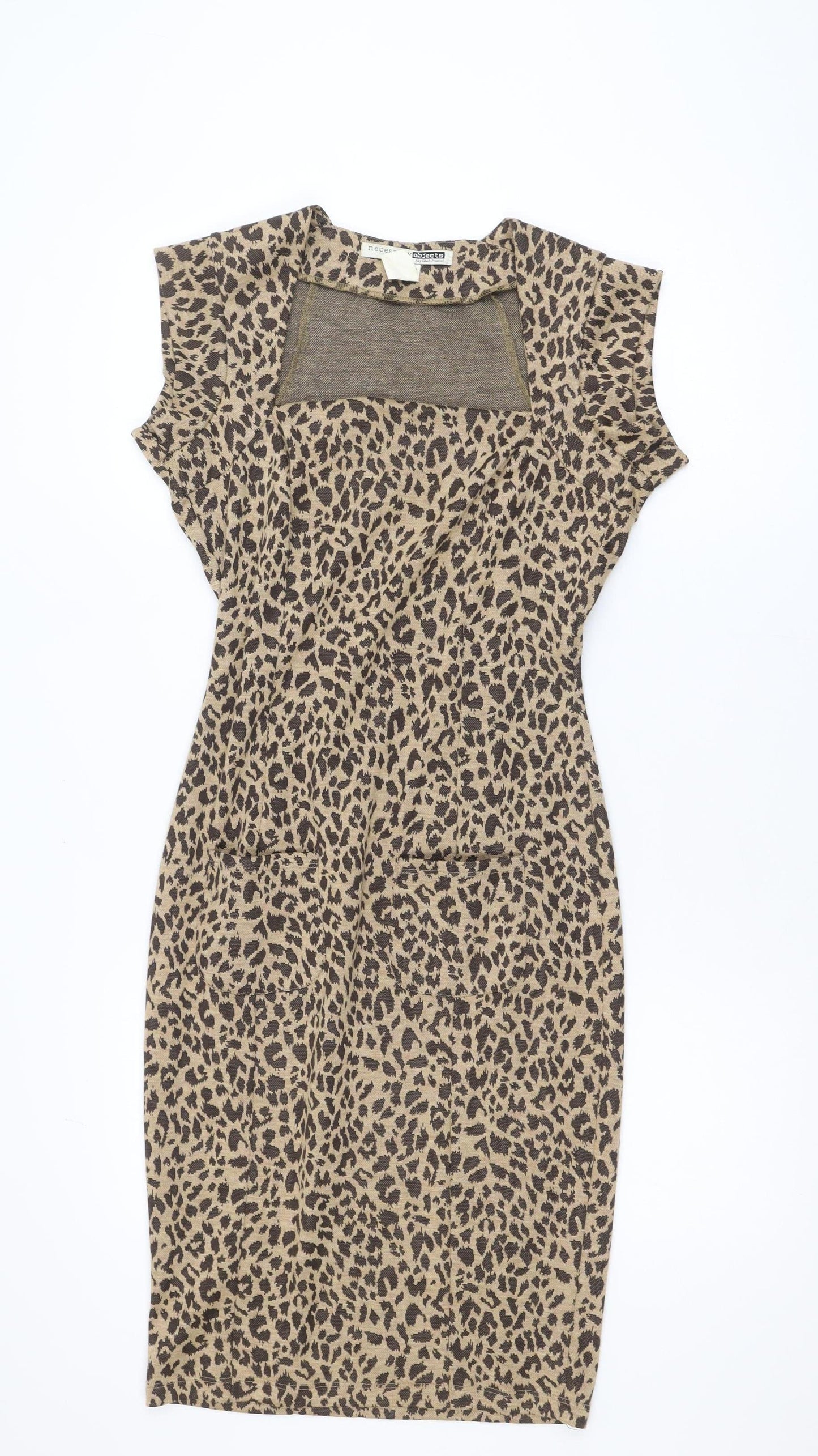 Necessary Objects Women's Brown Leopard Print Bodycon Dress M