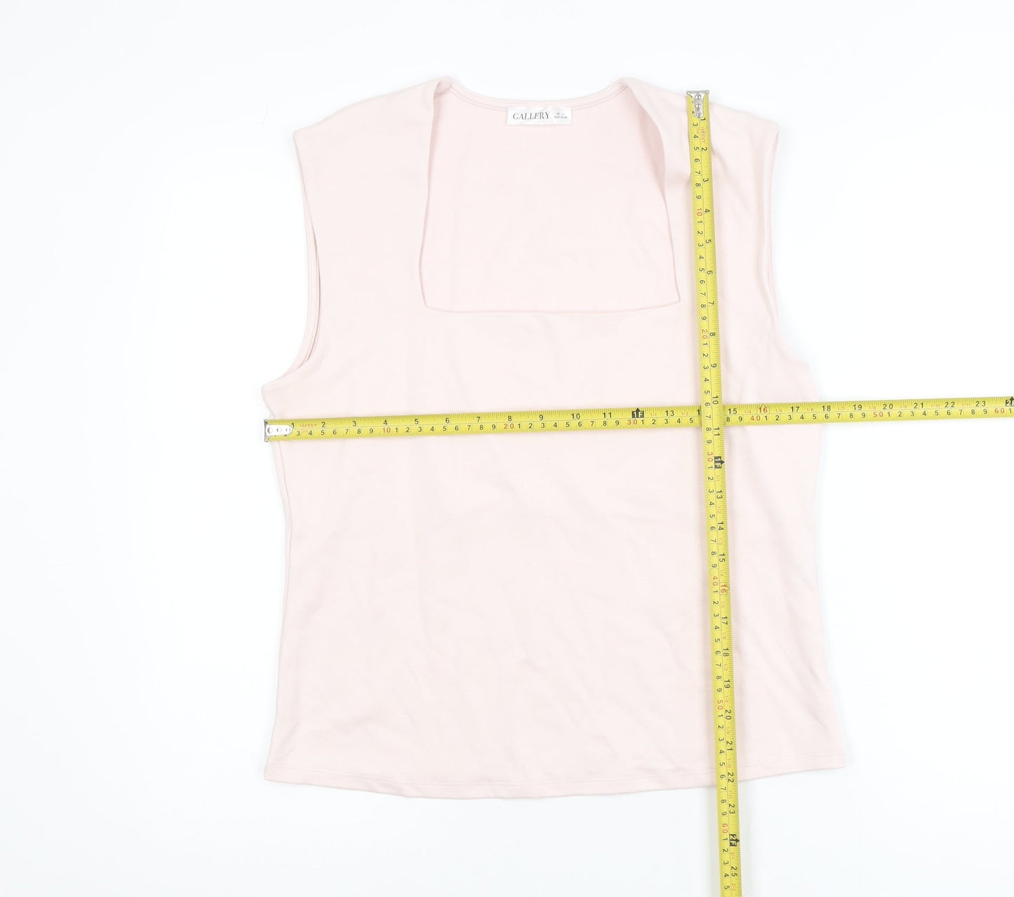 Gallery Women's Light Pink Sleeveless Cotton Blend Basic Tank Top L