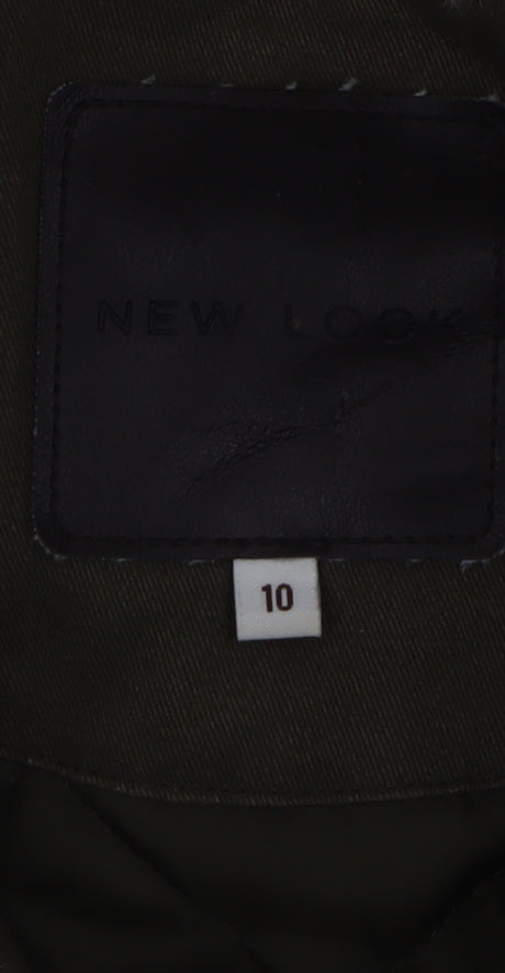 New Look Women’s Green Faux Fur Hooded Cotton Parka Coat Size 10