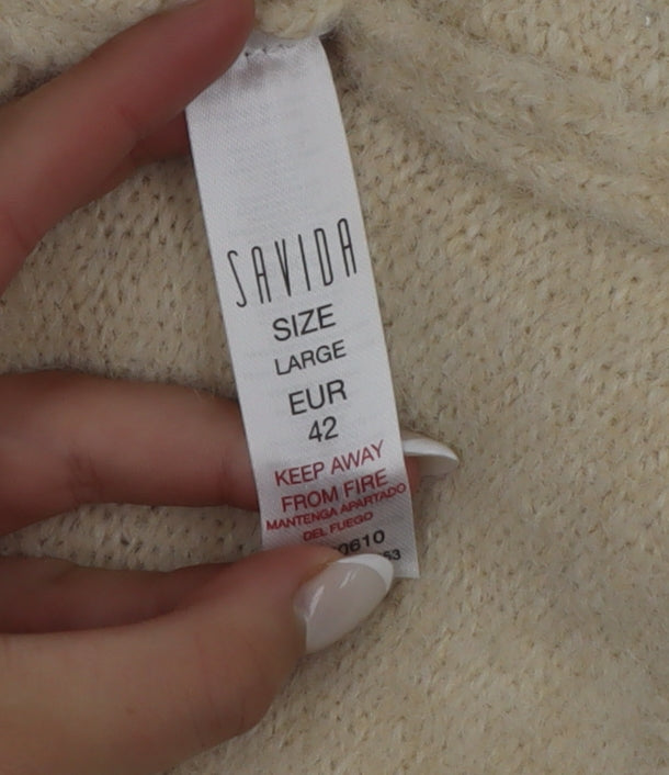 Savida Womens Beige Beaded Knit A-Line Skirt Size 14