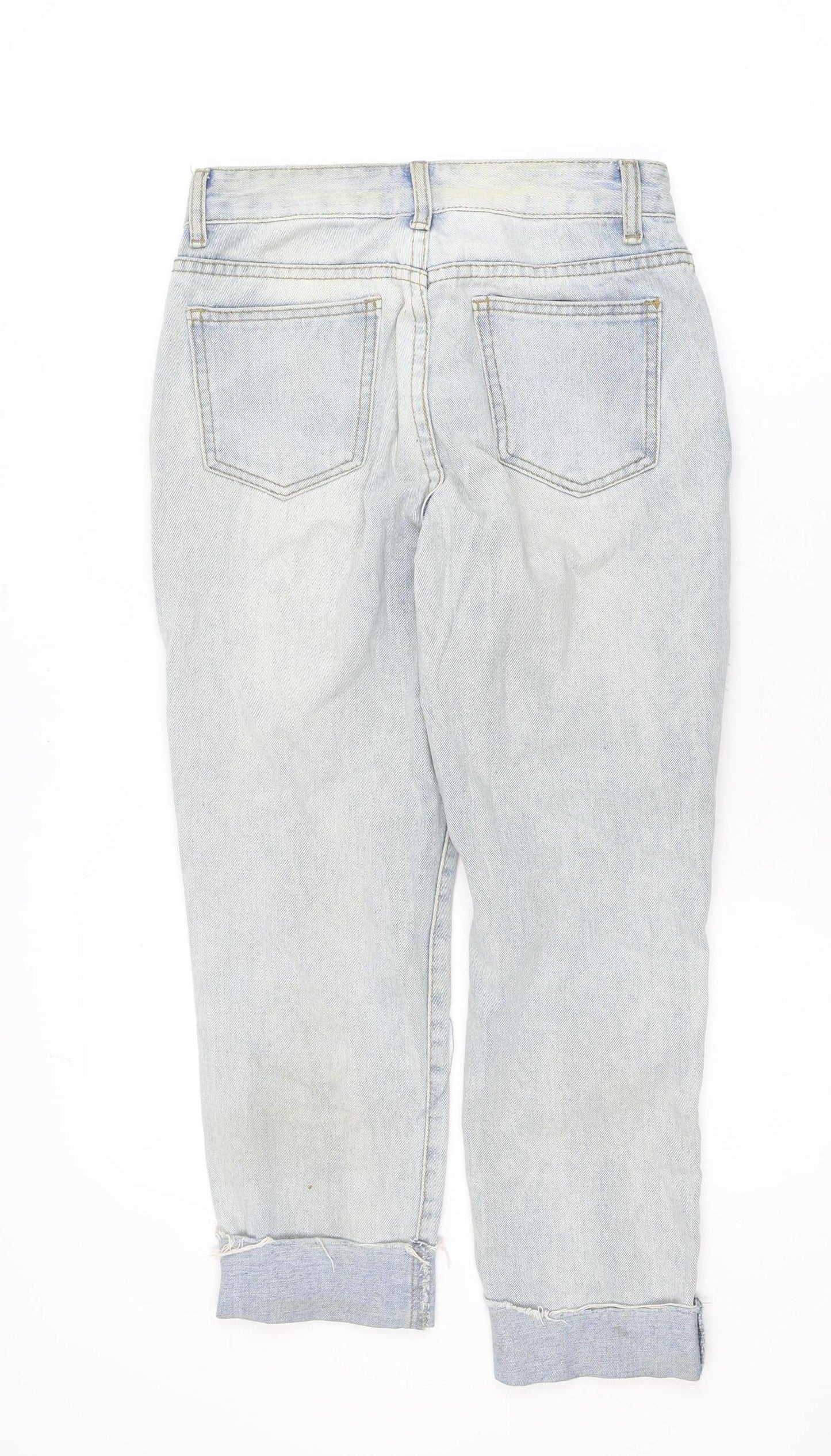 MOMOKROM Womens Blue Distressed Boyfriend Jeans Size 8