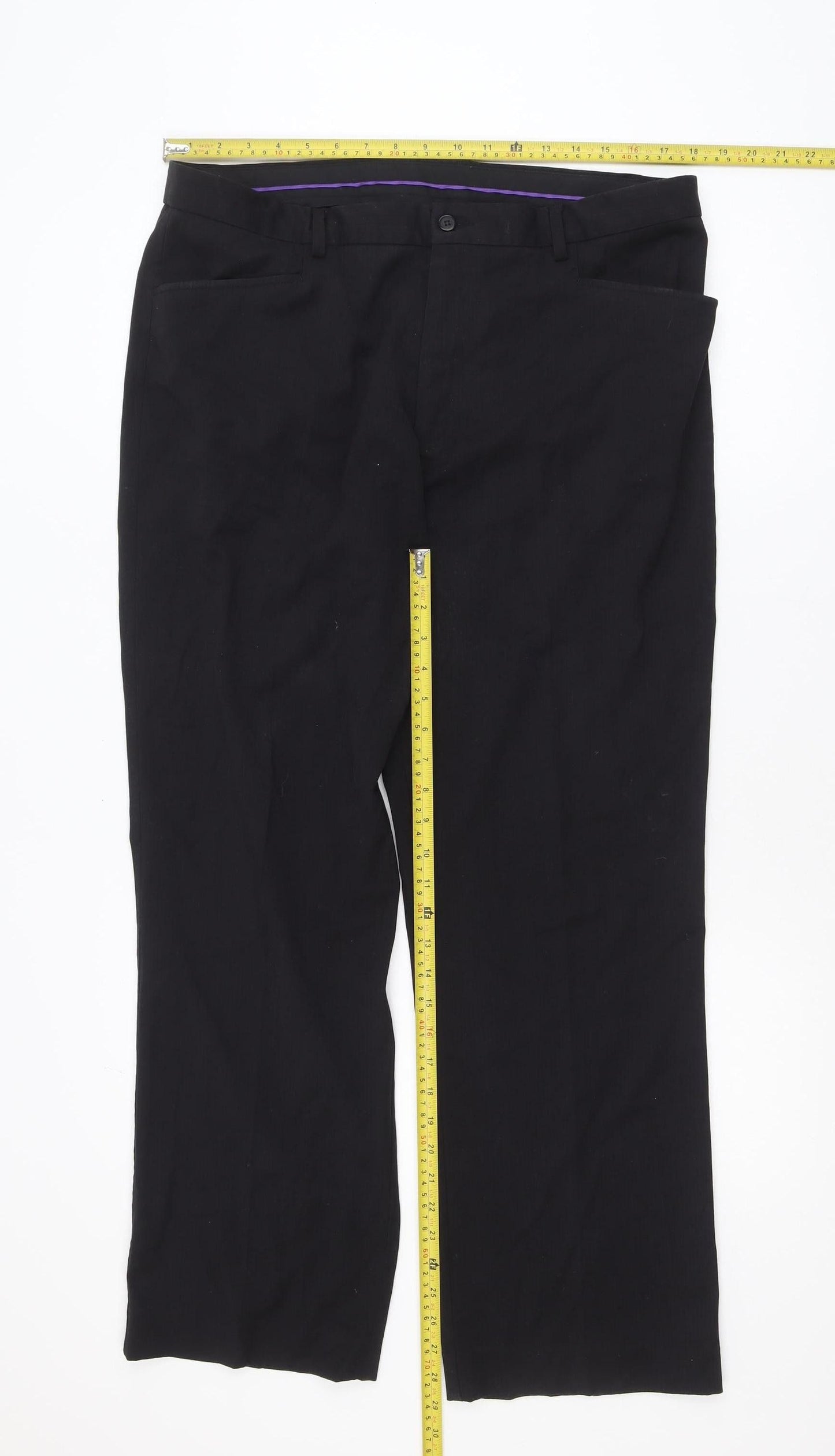 Avenue Men's Black 38R Classic Dress Trousers Polyester Blend
