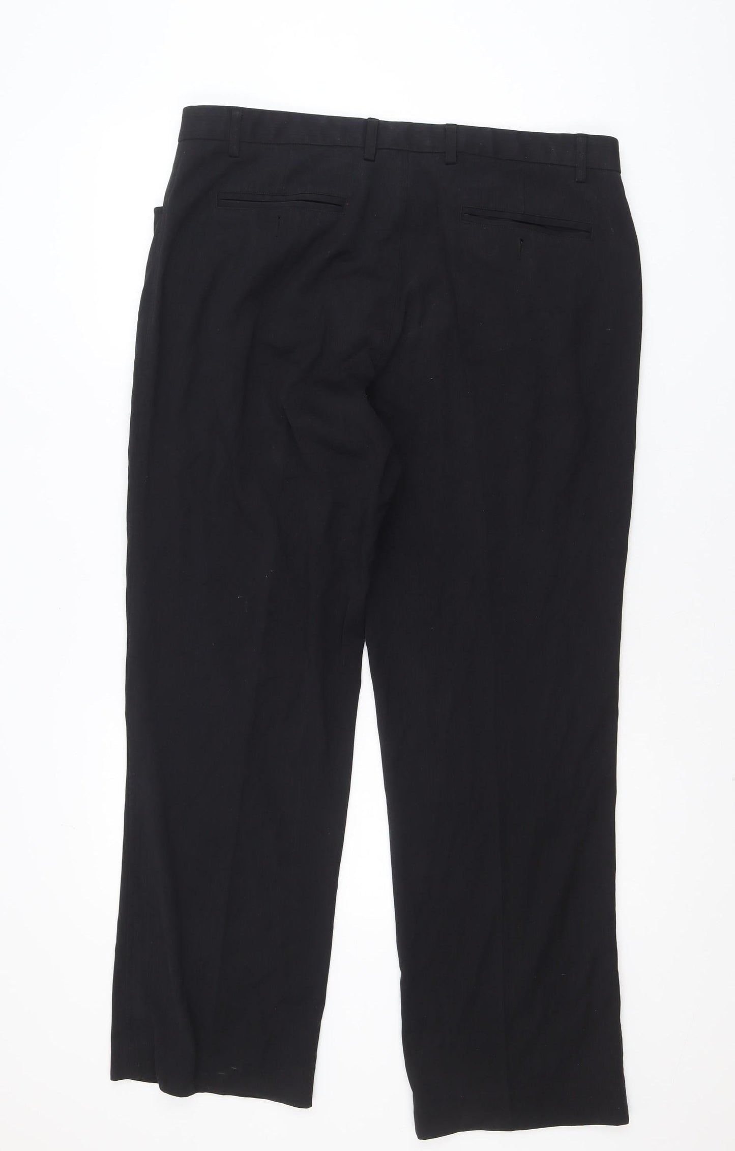 Avenue Men's Black 38R Classic Dress Trousers Polyester Blend