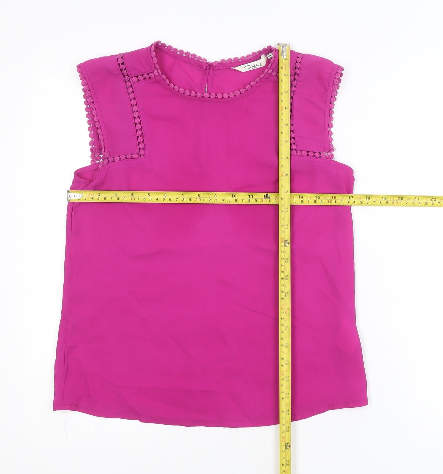 Darling London Women's Pink Lace Trim Sleeveless Blouse Size 8