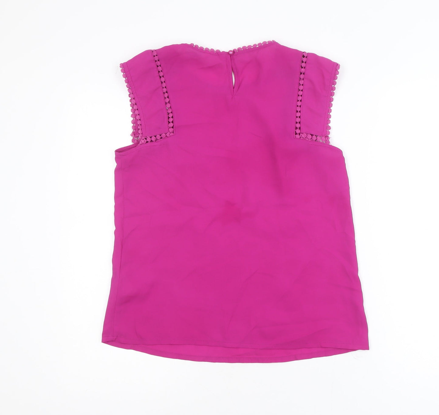 Darling London Women's Pink Lace Trim Sleeveless Blouse Size 8