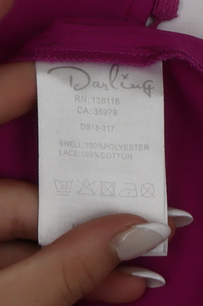 Darling London Women's Pink Lace Trim Sleeveless Blouse Size 8