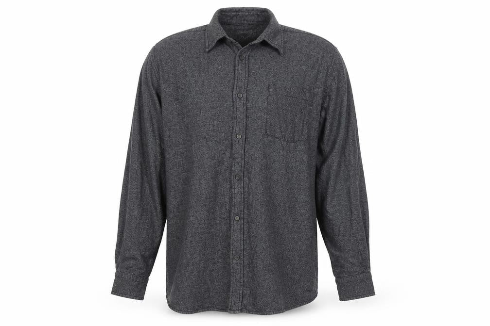 St John's Bay Men's Grey Cotton Long Sleeve Flannel Shirt Size L