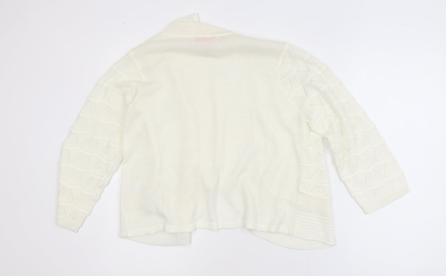 Julipa Women’s Ivory Plus Size 16/18 Open-Knit Cardigan
