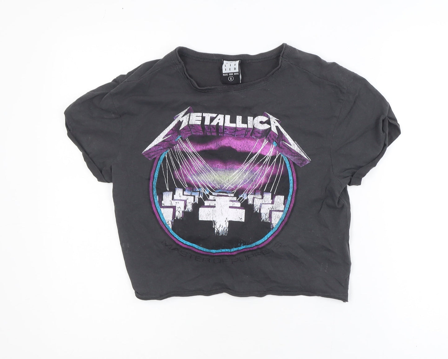 Amplified Women’s Black Cropped Metallica T-Shirt Size S Rock Graphic
