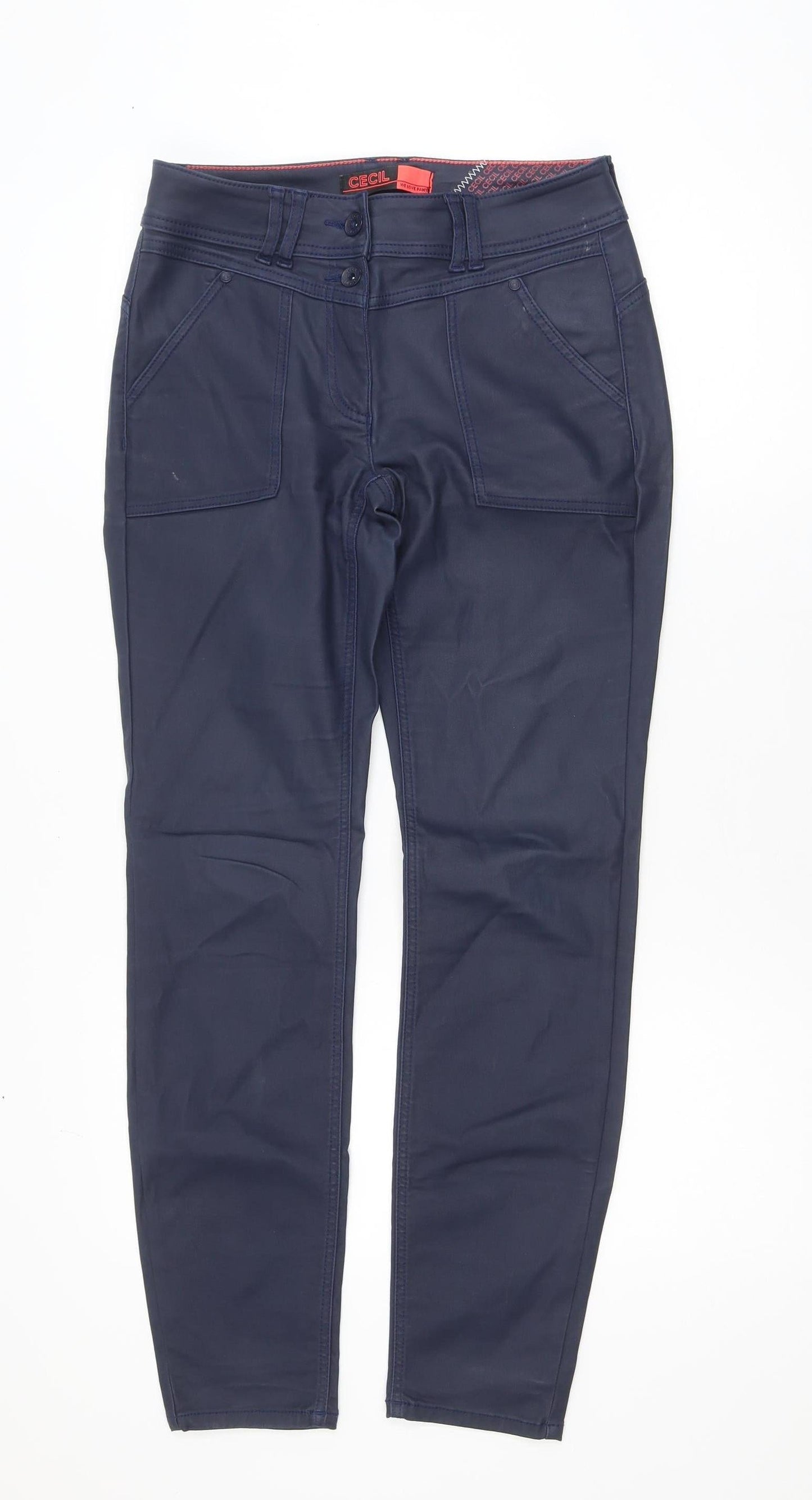 Cecil Women Blue Slim Fit Chino Trousers Size 26