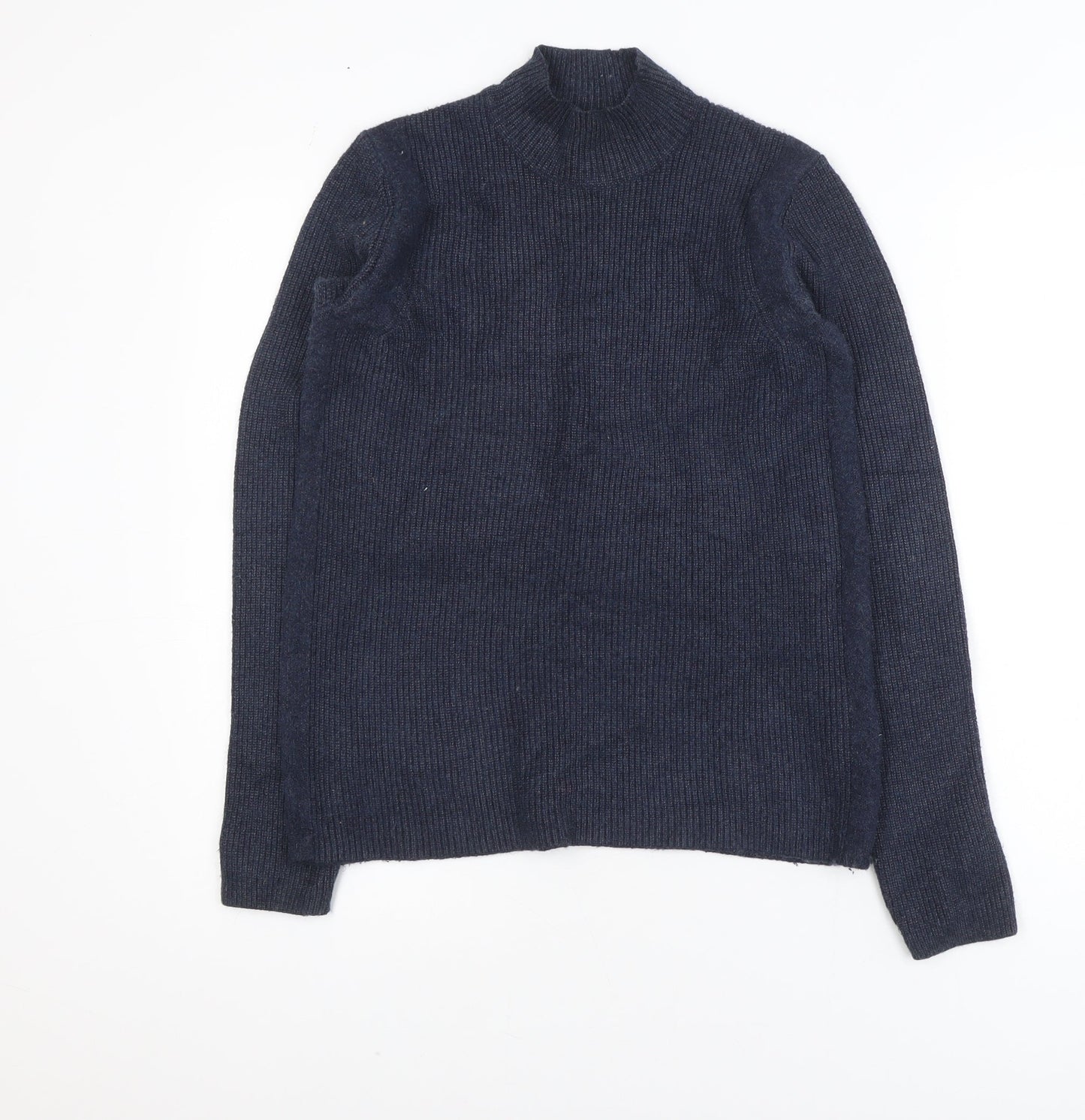 VILA Unisex Blue XS Ribbed Mock Neck Pullover Jumper