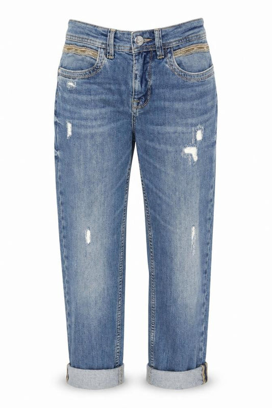 MOS MOSH Women's Blue Distressed Boyfriend Jeans Size 24