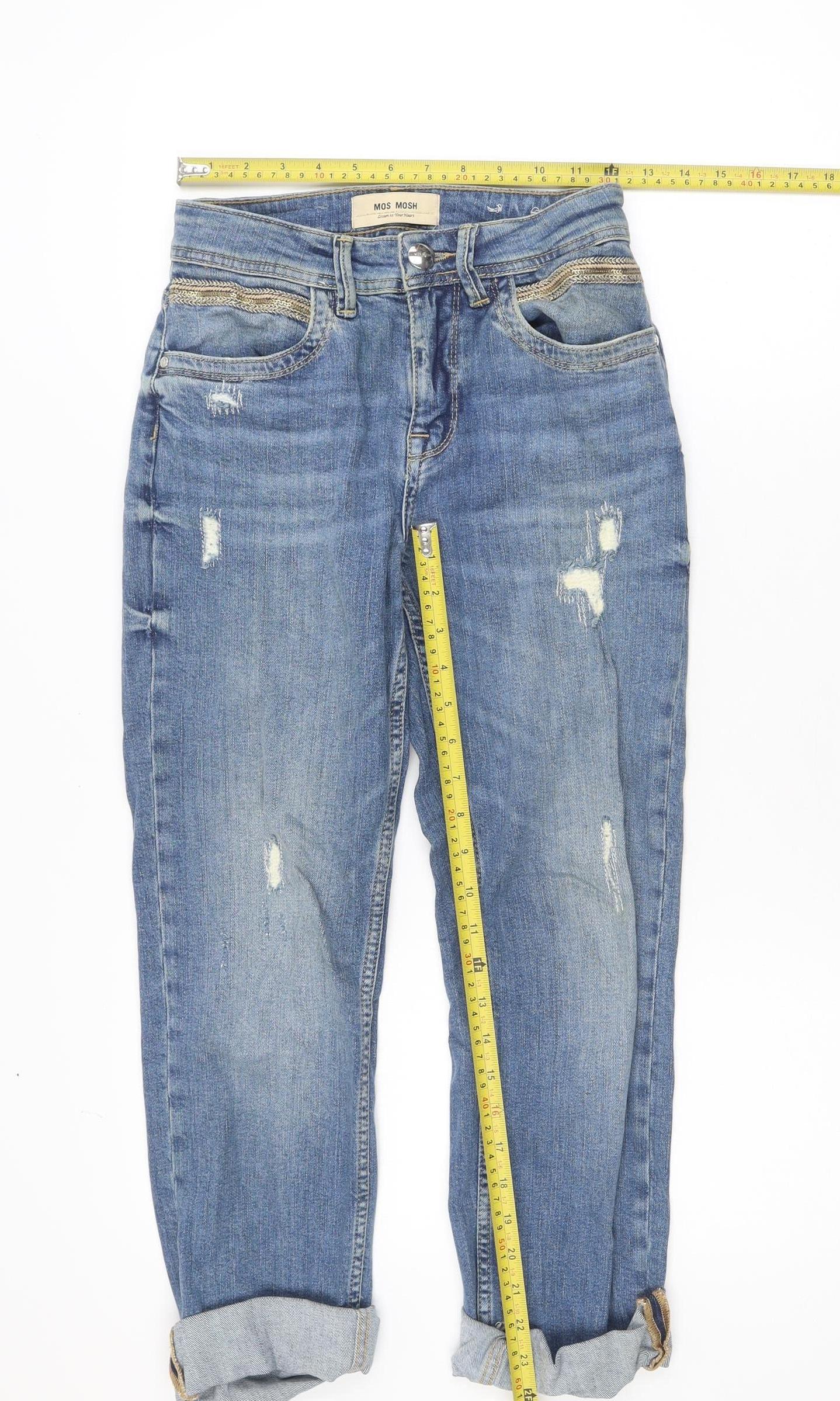 MOS MOSH Women's Blue Distressed Boyfriend Jeans Size 24