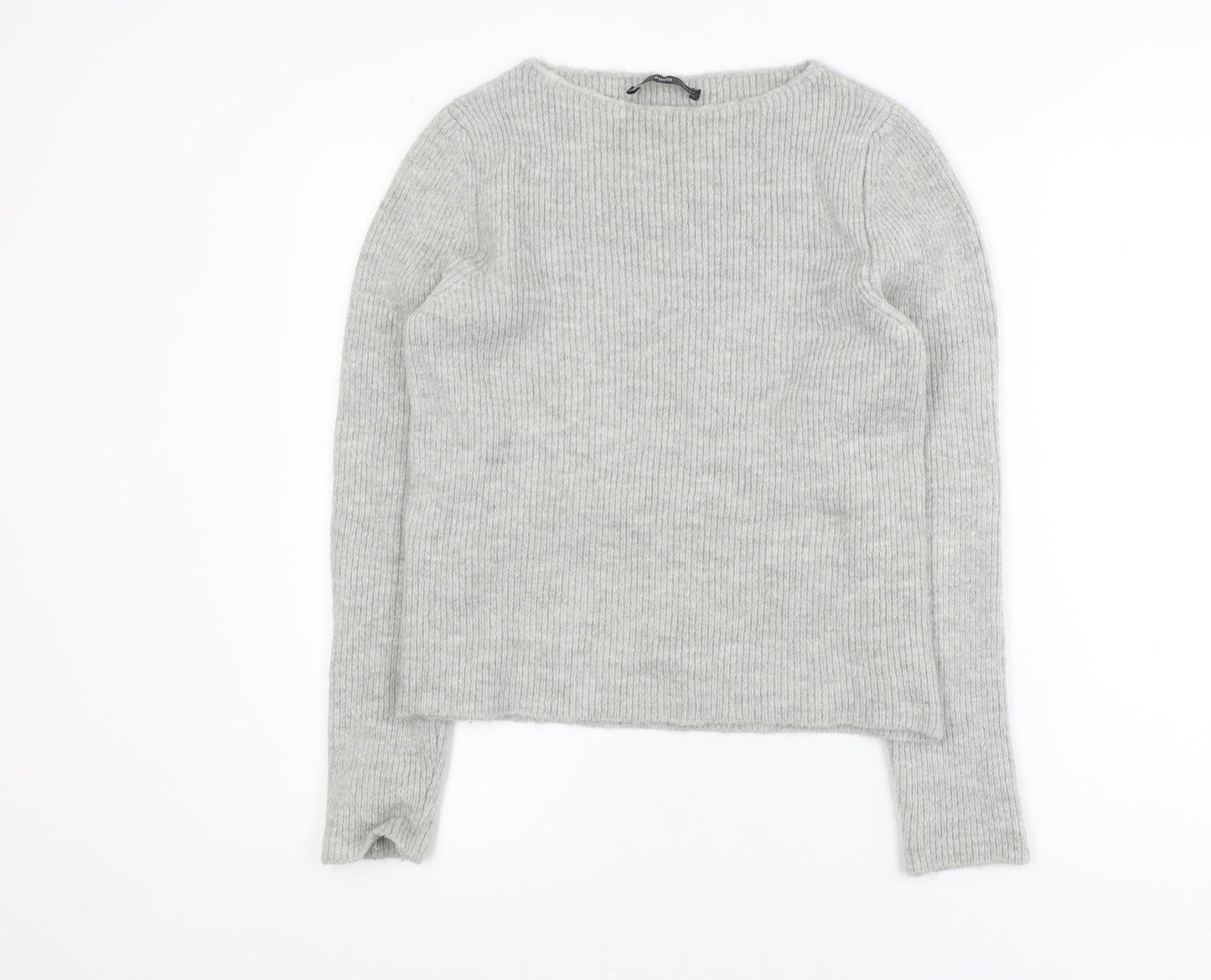 MNG Womens Grey Crew Neck Knit Pullover Jumper Size 12
