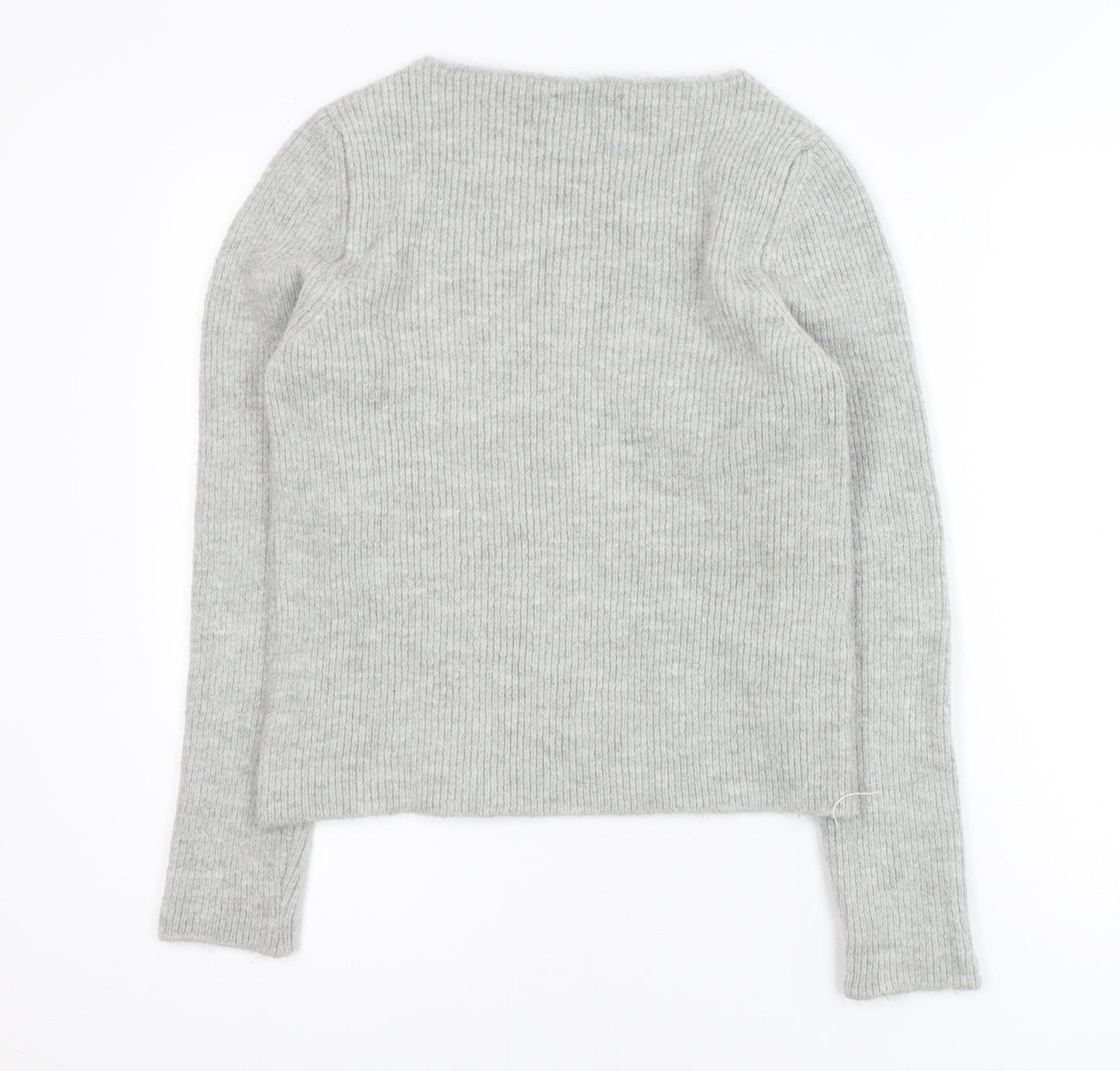MNG Womens Grey Crew Neck Knit Pullover Jumper Size 12