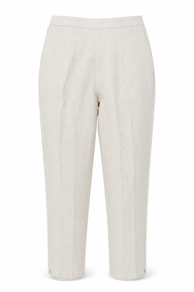 Bassini Womens Beige Size 14 Straight Leg Elastic Waist Trousers
