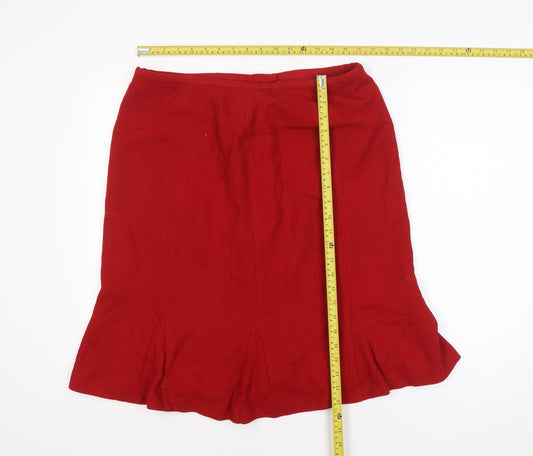 Talbots Women Red Wool Knee Length Pencil Skirt Size 16