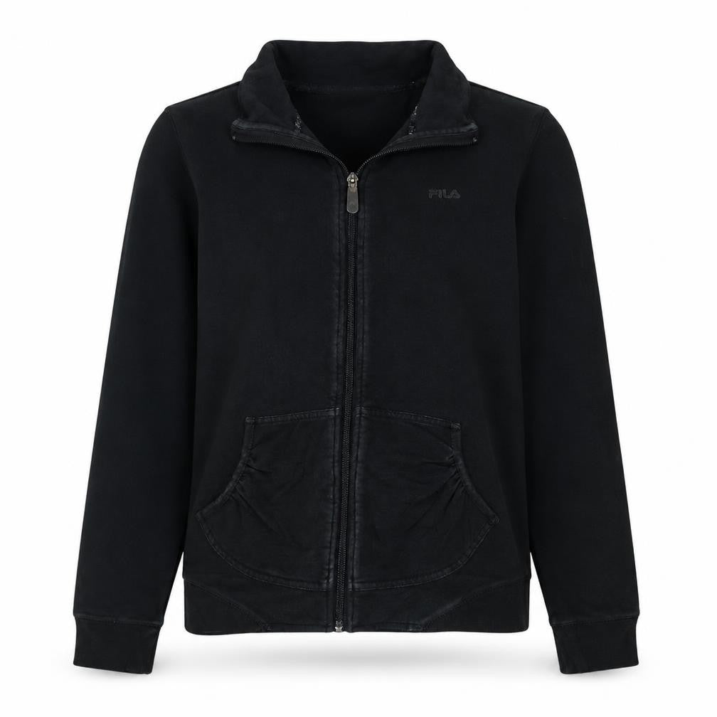 Fila Women Black Size 12 Track Jacket Full Zip Cotton Blend