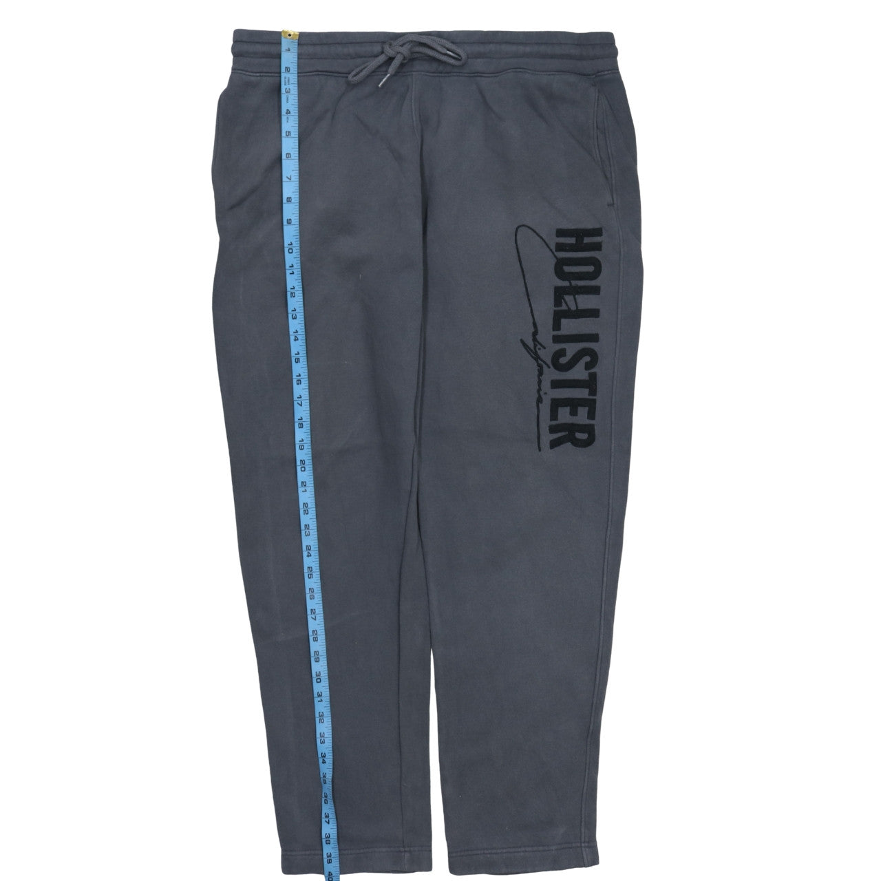 Hollister Men's Grey XL Fleece Sweatpants with Drawstring Waist