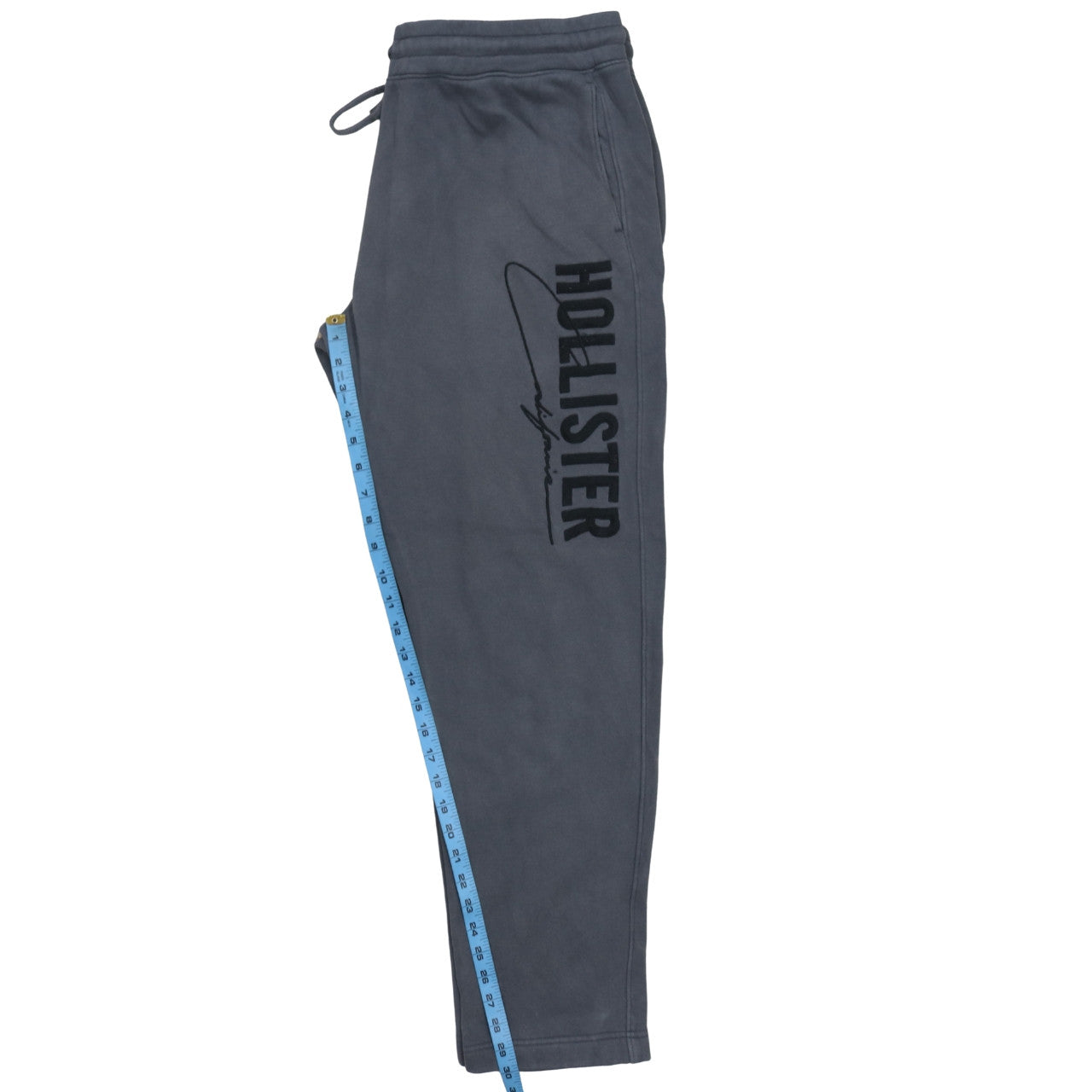 Hollister Men's Grey XL Fleece Sweatpants with Drawstring Waist
