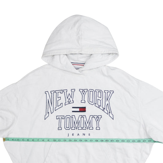 Tommy Jeans Women's White Pullover Hoodie Small New York Logo