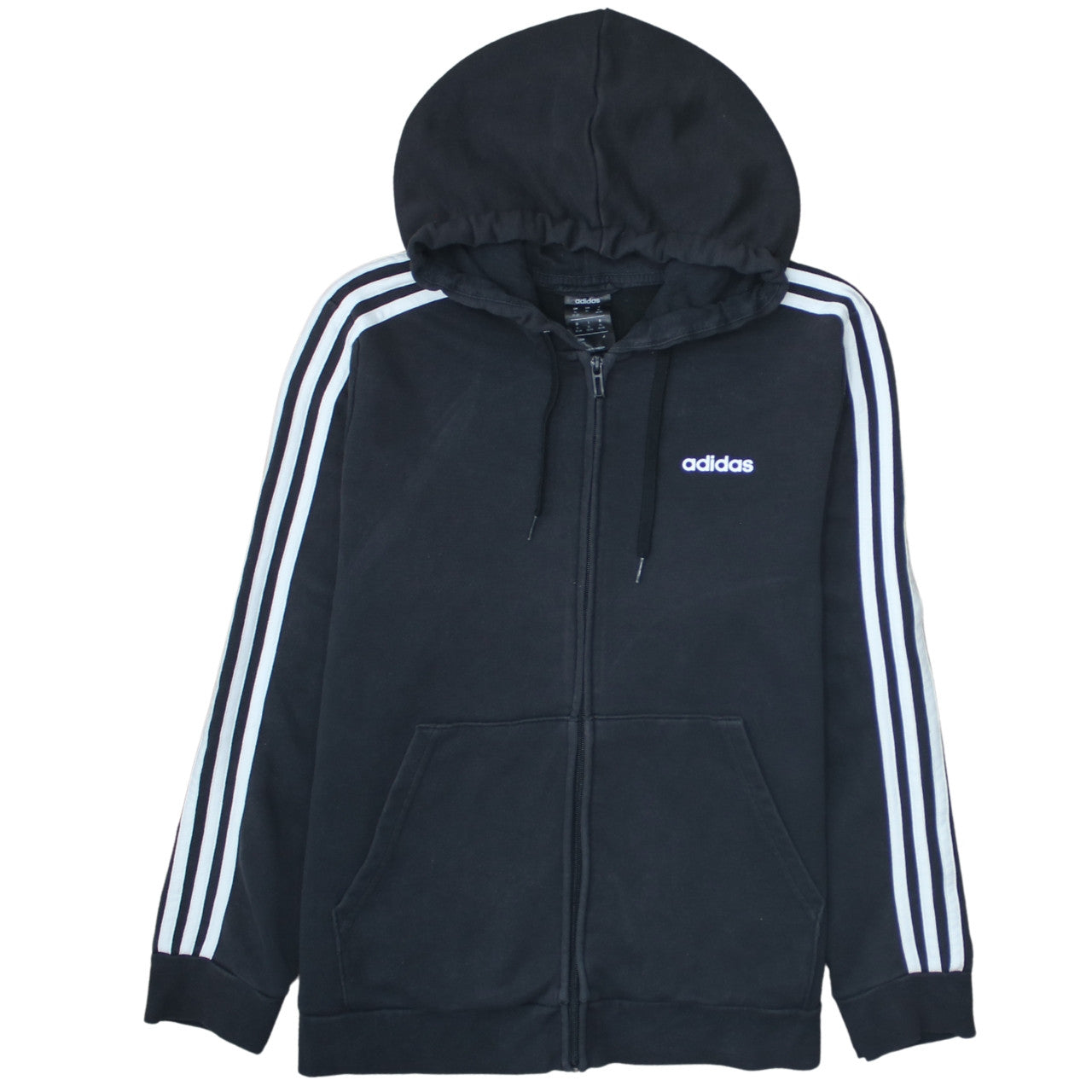 Adidas Women’s Black XL Full Zip Hoodie Sweatshirt with Stripes