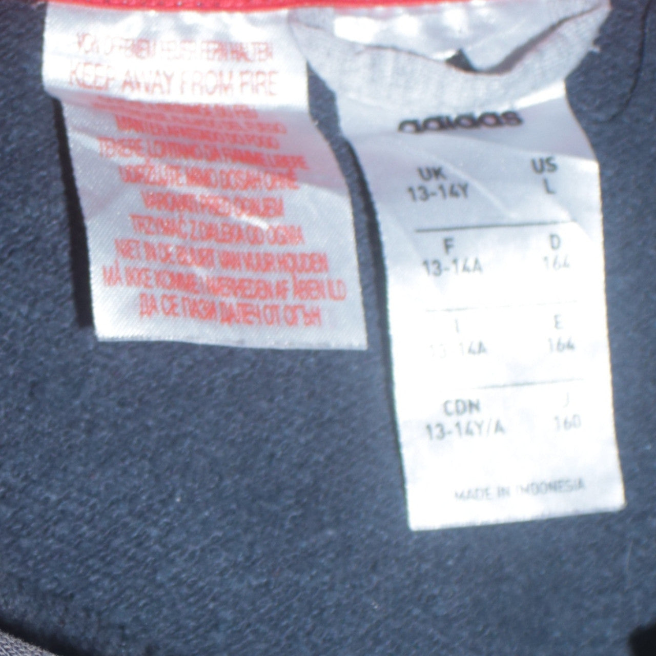 adidas Boys Grey Full Zip Logo Hoodie 13-14 Years Colourblock Sportswear