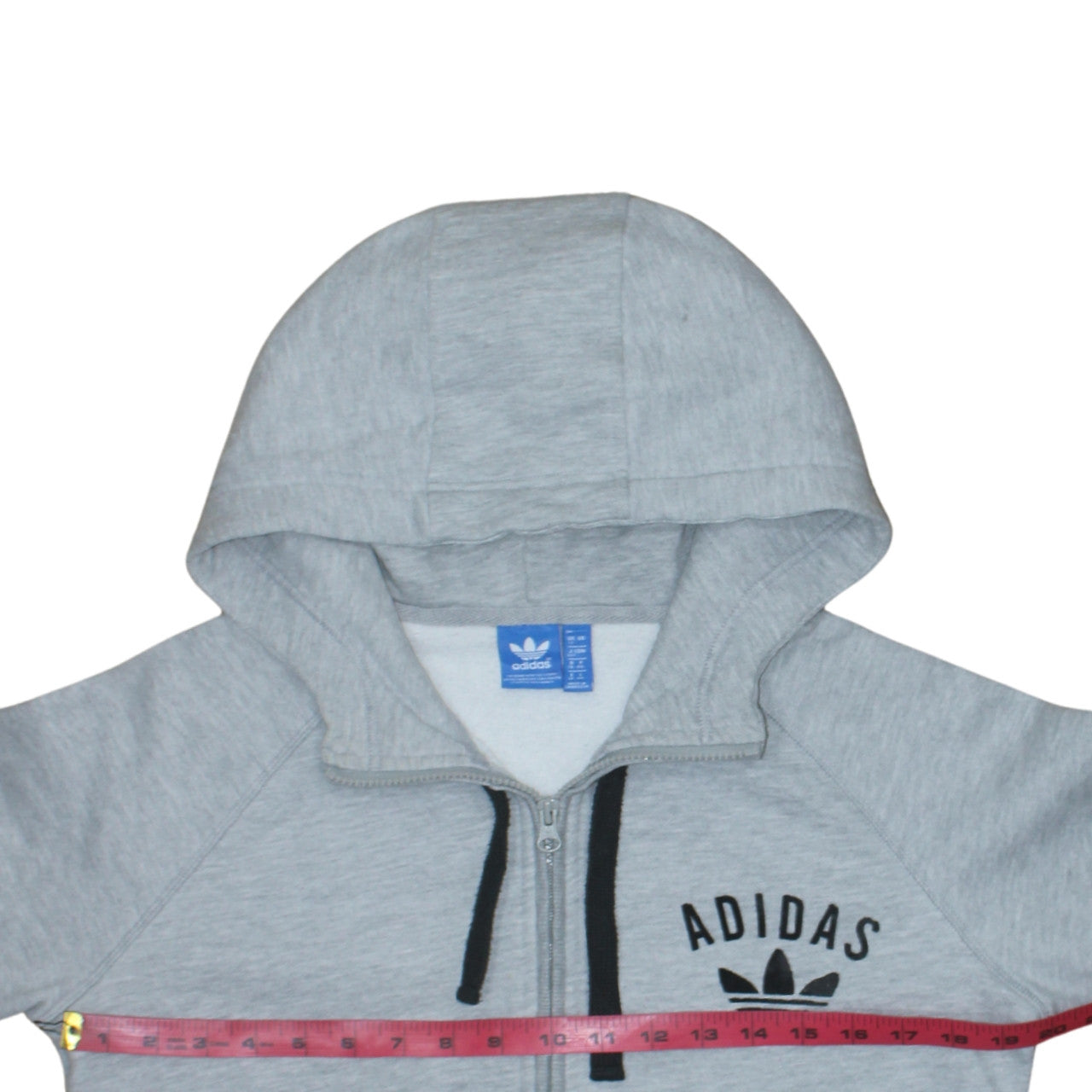 Adidas Women Grey Full Zip Hoodie Size 12 Classic Hooded Sweatshirt