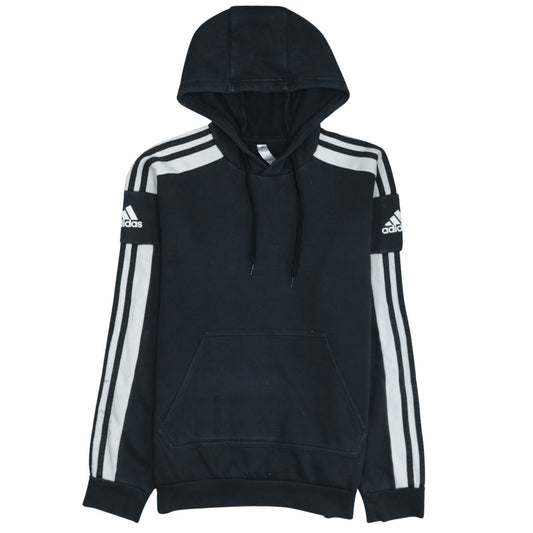 Adidas Men Black Pullover Hoodie Small Fleece Sports Logo Striped