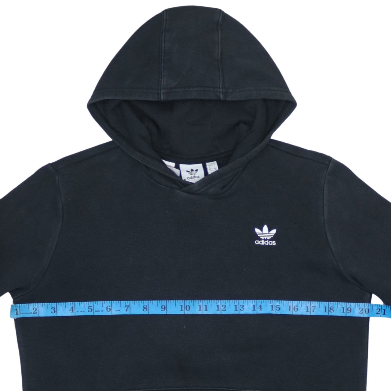 Adidas Boys Black Pullover Hoodie 13-14 Years Regular Fit Fleece Logo Top