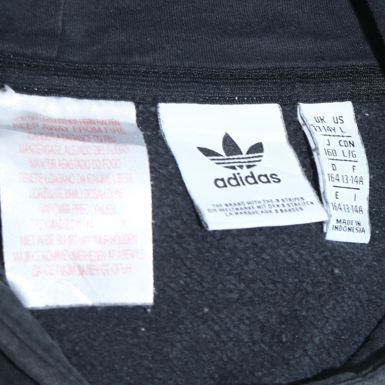 Adidas Boys Black Pullover Hoodie 13-14 Years Regular Fit Fleece Logo Top