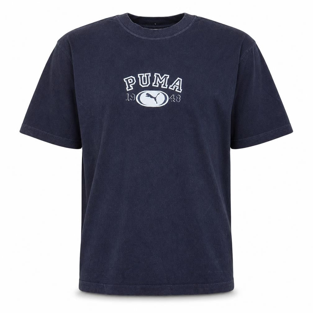 Puma Men's Navy Blue Cotton Crew Neck Short Sleeve T-Shirt L