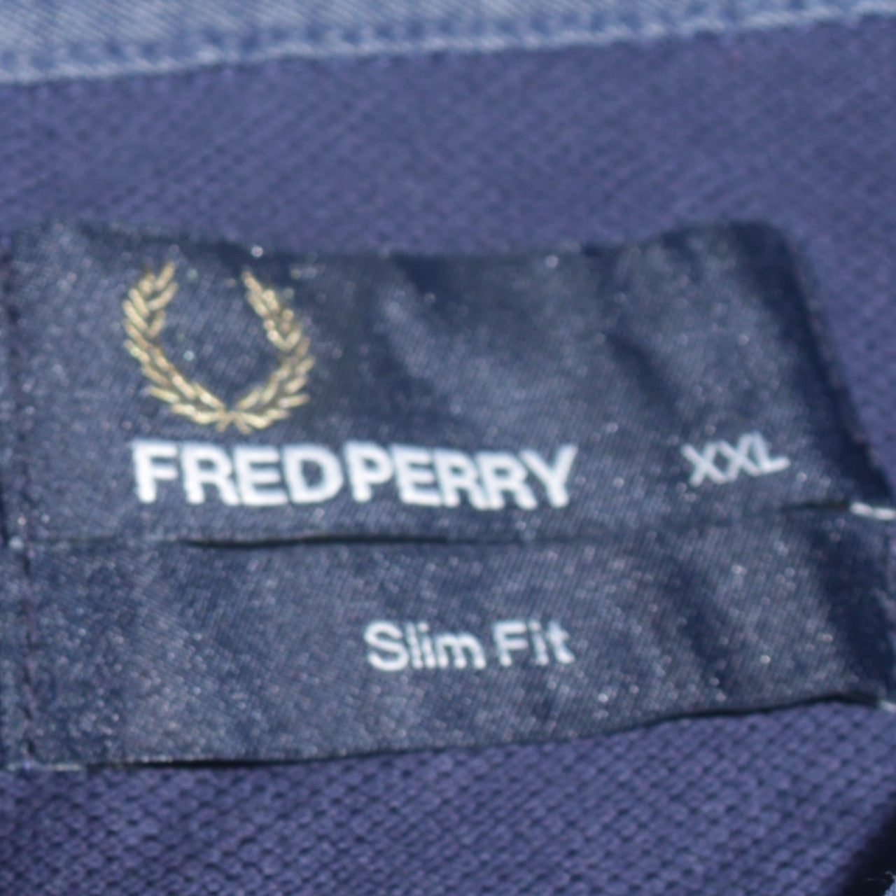 Fred Perry Men's Blue Slim Fit 2XL Polo Shirt with Denim Collar