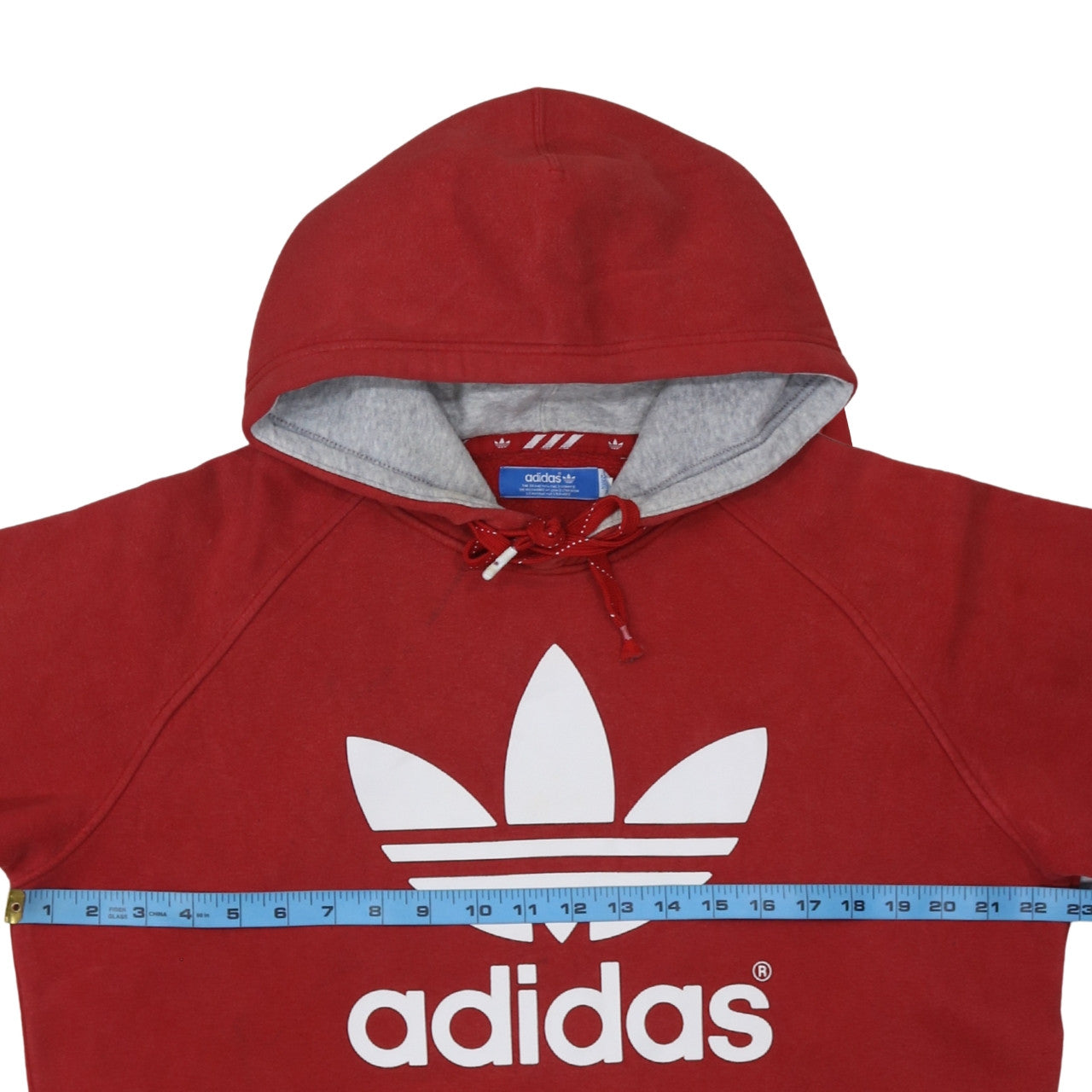 Adidas Mens Red Pullover Hoodie L Logo Fleece Sweatshirt