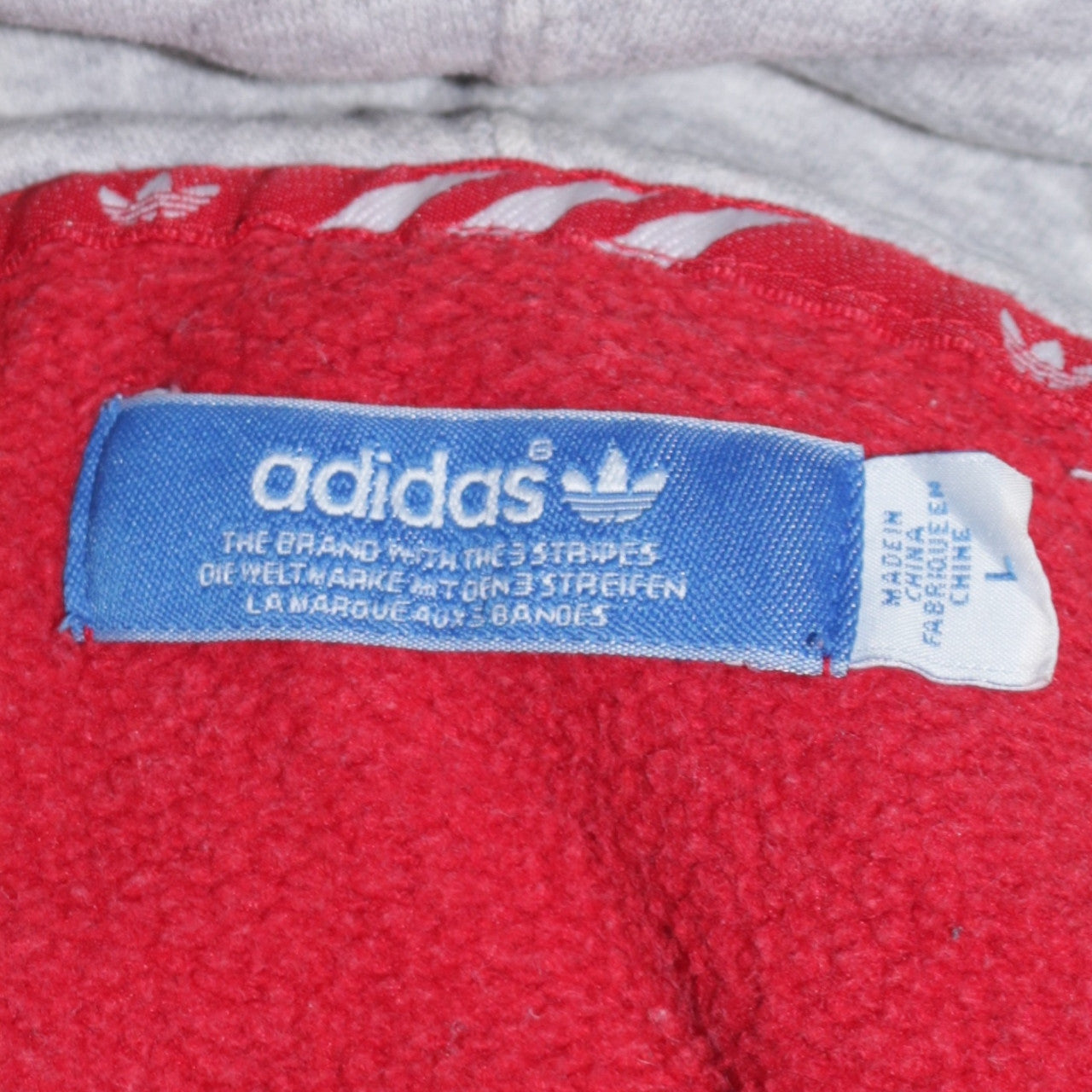 Adidas Mens Red Pullover Hoodie L Logo Fleece Sweatshirt