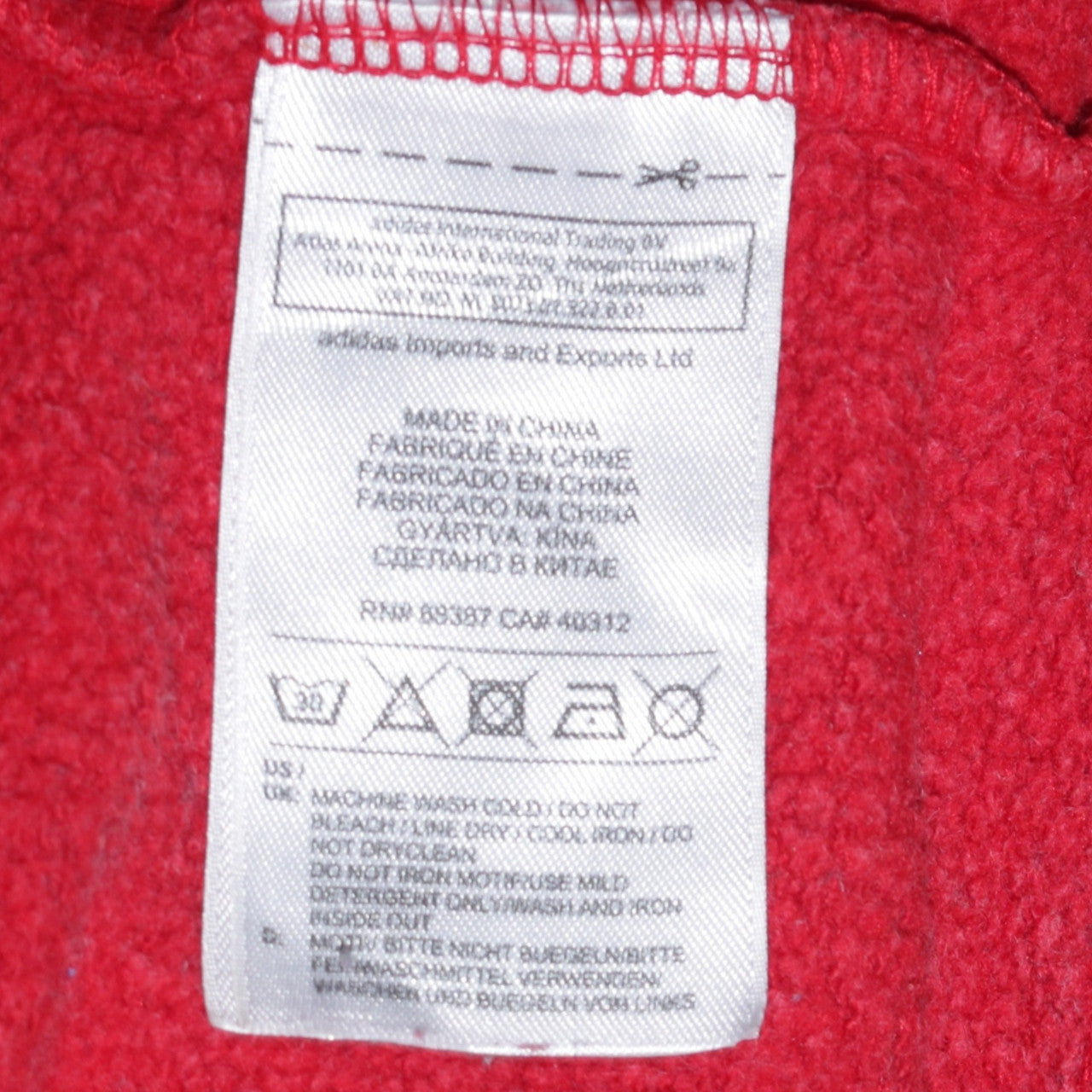 Adidas Mens Red Pullover Hoodie L Logo Fleece Sweatshirt