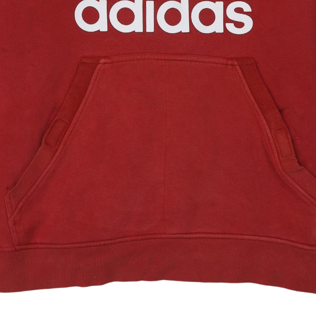 Adidas Mens Red Pullover Hoodie L Logo Fleece Sweatshirt