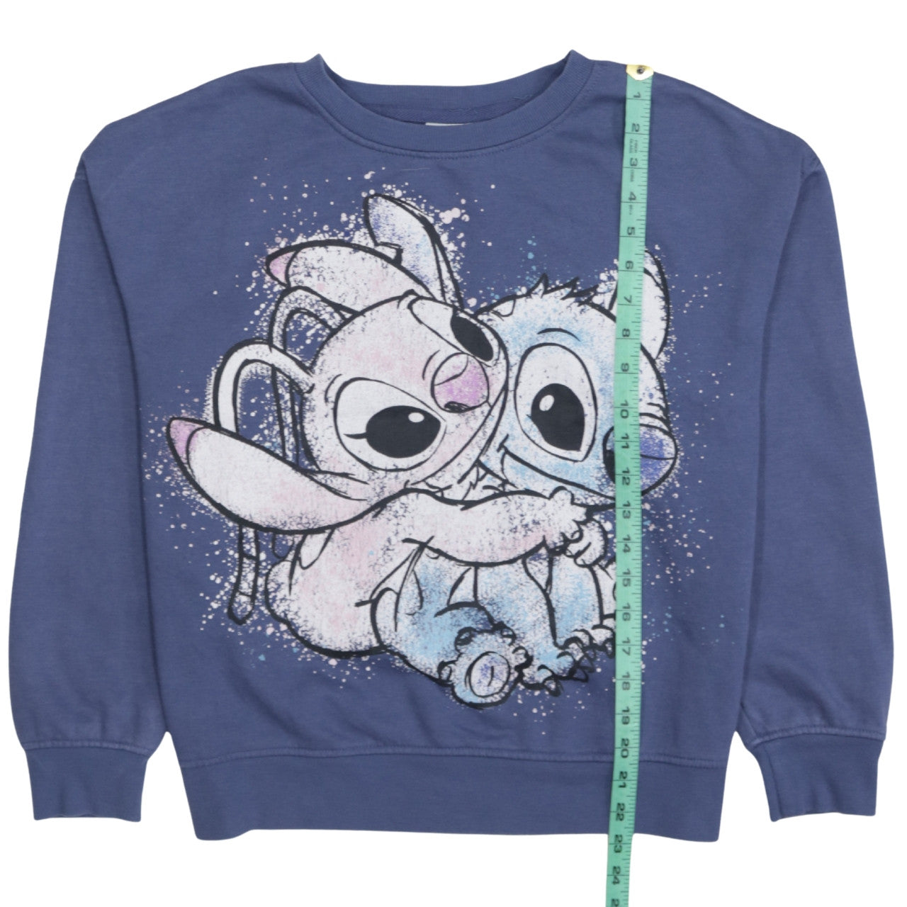 Disney Primark Cares Women Blue Stitch Sweatshirt Size S 10/12 Crew Neck