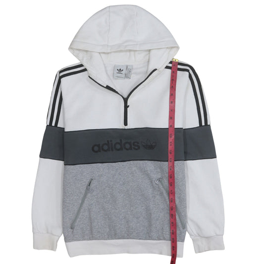 Adidas Mens White Grey 1/2 Zip Hoodie M Sports Regular Fit