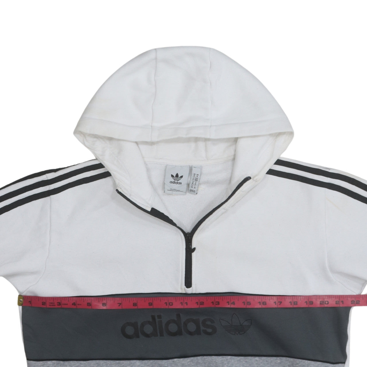 Adidas Mens White Grey 1/2 Zip Hoodie M Sports Regular Fit