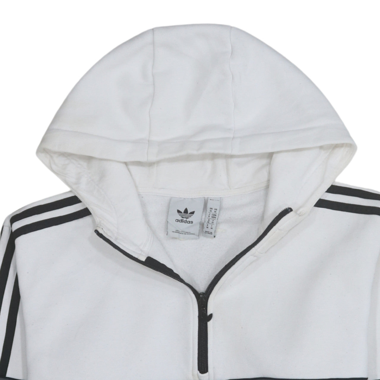 Adidas Mens White Grey 1/2 Zip Hoodie M Sports Regular Fit
